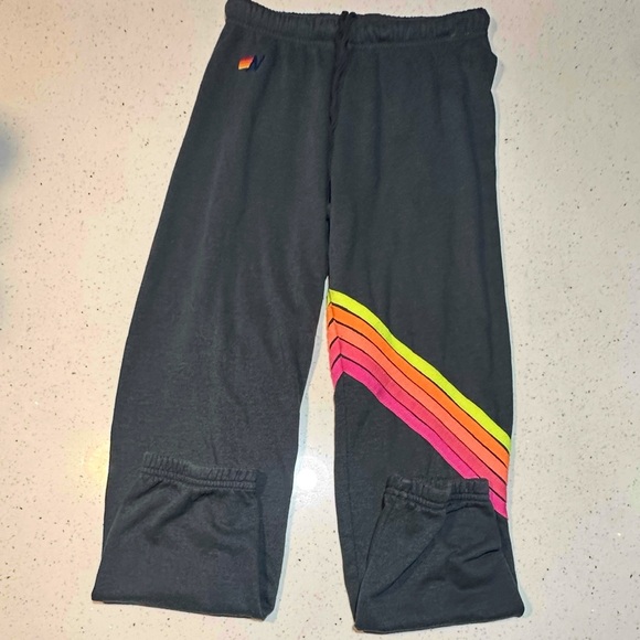 AVIATOR NATION 5 STRIPE SWEATPANTS - PRE-LOVED // NEON RAINBOW - Picture 8 of 12